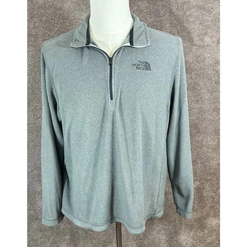 The North Face Sweater Mens‎ Large Gray Fleece 1/4 Zip Pullover Long Sleeve